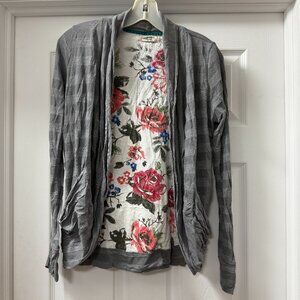Scrapbook Originals Anthropologie open-front striped cardigan floral lining sz S